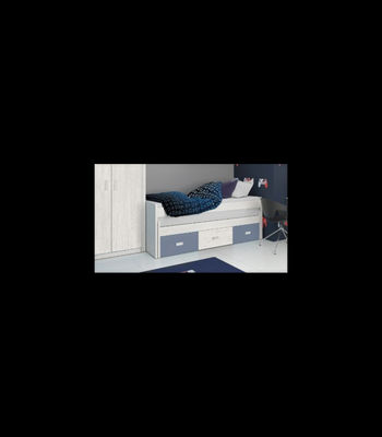 Cama compacto juvenil 2 camas 3 cajones modelo Dado acabado blanco/azul,