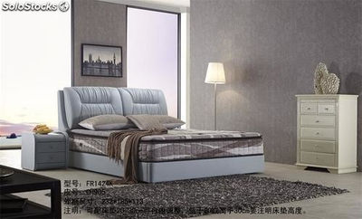 Cama de cuero real, cama tapizada en cuero genuino modelo FR1424K