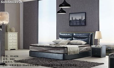 Cama de cuero real, cama tapizada en cuero genuino modelo FR1425K