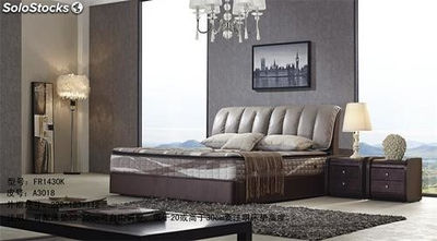 Cama de cuero real, cama tapizada en cuero genuino modelo FR1430K