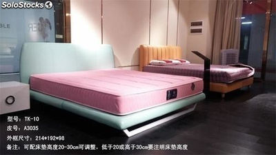Cama de cuero real, cama tapizada en cuero genuino modelo TK-10