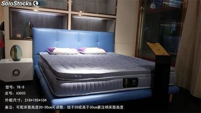 Cama de cuero real, cama tapizada en cuero genuino modelo TK-9