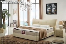 Cama de cuero real, cama tapizada en cuero genuino modelo TR002
