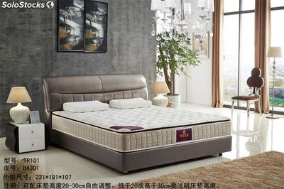 Cama de cuero real, cama tapizada en cuero genuino modelo TR101