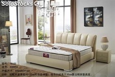 Cama de cuero real, cama tapizada en cuero genuino modelo TR102
