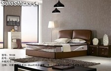 Cama de cuero real, cama tapizada en cuero genuino modelo TR108