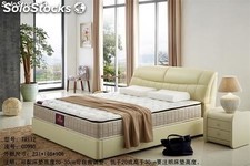Cama de cuero real, cama tapizada en cuero genuino modelo TR112