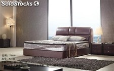 Cama de cuero real, cama tapizada en cuero genuino modelo TR116