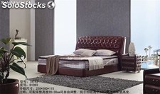 Cama de cuero real, cama tapizada en cuero genuino modelo TR143
