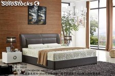 Cama de cuero real, cama tapizada en cuero genuino modelo TR150