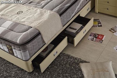 Cama de cuero real, cama tapizada en cuero genuino modelo V02 - Foto 3
