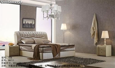 Cama de cuero real, cama tapizada en cuero genuino modelo V26 - Foto 2