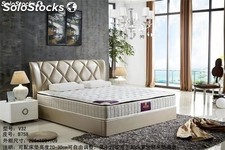 Cama de cuero real, cama tapizada en cuero genuino modelo V32