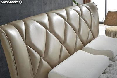 Cama de cuero real, cama tapizada en cuero genuino modelo V32 - Foto 2