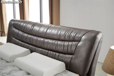 Cama de cuero real, cama tapizada en cuero genuino modelo V33 - Foto 2