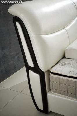 Cama de cuero real, cama tapizada en cuero genuino modelo V36 - Foto 2