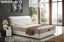 Cama de cuero real, cama tapizada en cuero genuino modelo V36
