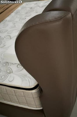 Cama de cuero real, cama tapizada en cuero genuino modelo V38 - Foto 2