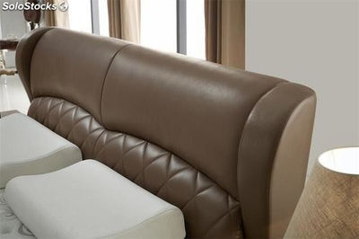 Cama de cuero real, cama tapizada en cuero genuino modelo V38 - Foto 3
