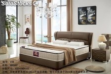 Cama de cuero real, cama tapizada en cuero genuino modelo V38