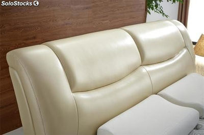 Cama de cuero real, cama tapizada en cuero genuino modelo V39 - Foto 2