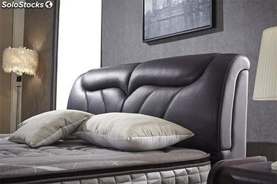 Cama de cuero real, cama tapizada en cuero genuino modelo V40 - Foto 2
