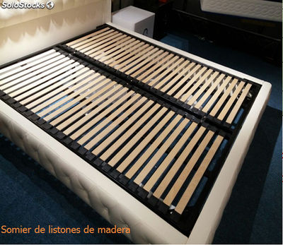 Cama de dos plazas de piel y respaldo de piel con acolchados mod TK-9 - Foto 2