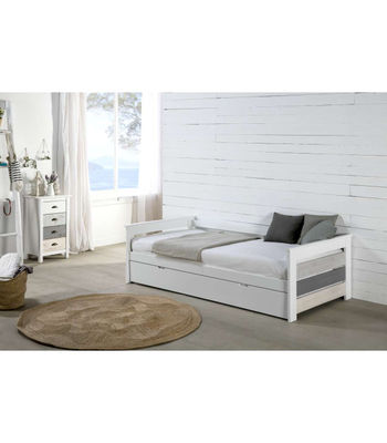 Cama nido modelo Amor para dormitorio juvenil acabado en tonos grises-blanco, - Foto 3