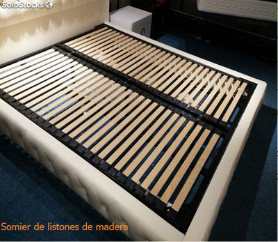 Cama tapizada de cuero real modelo DM-2, cama tapizada de ceuro real - Foto 2