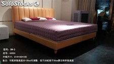 Cama tapizada de cuero real modelo DM-2, cama tapizada de ceuro real