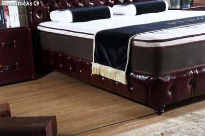 Cama Vintage Americana, cama tapizada en cuero Vintage modelo TR905
