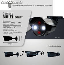 Cámara bullet 1.3 MP, 2200 tvl, 2 leds alarma luminosa,