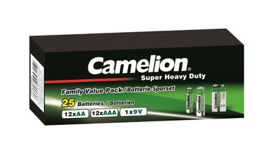 Camelion Batterie-Sparset Super Heavy Duty (25 Stk.=12xAA, 12xAAA, 1x9V)
