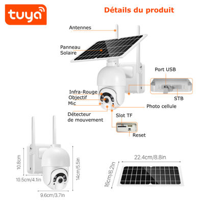 Caméra Smart Tuya WiFi PTZ solaire - Photo 3