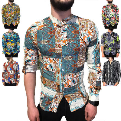 Camicia camicie uomo viscosa cotone nuova collezione 2023 fantasia colorata
