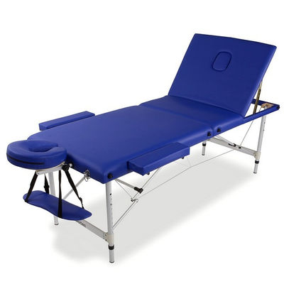 Camilla masaje plegable aluminio con 3 cuerpos de 180 x 65 cm. Color azul