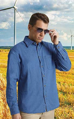 Camisa diseño moderno tejido demin prelavado 100% algodón 200grs.