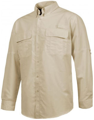 Camisa laboral manga larga color beige con rejilla interior - Foto 3
