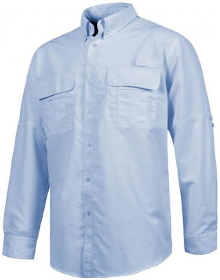 Camisa laboral manga larga color celeste con rejilla interior - Foto 3