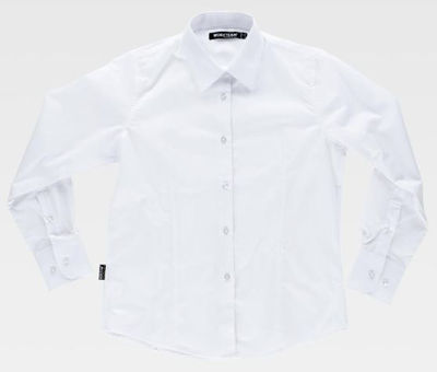 Camisa laboral manga larga entallada para señora color blanco - Foto 2
