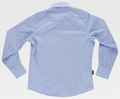 Camisa laboral manga larga entallada para señora color celeste - Foto 3