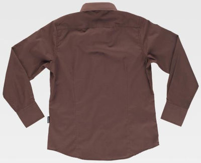Camisa laboral manga larga entallada para señora color marrón - Foto 3