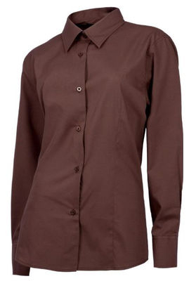 Camisa laboral manga larga entallada para señora color marrón - Foto 4