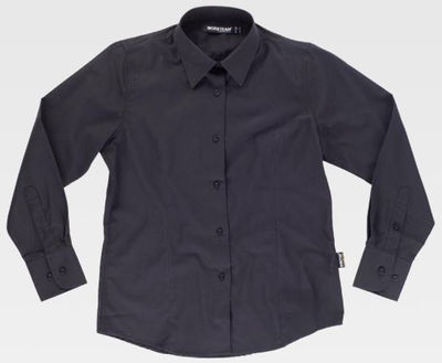 Camisa laboral manga larga entallada para señora color negro - Foto 2