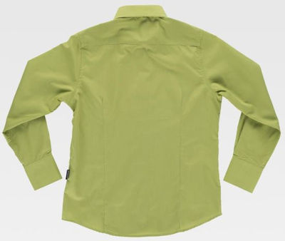 Camisa laboral manga larga entallada para señora color verde pistacho - Foto 3
