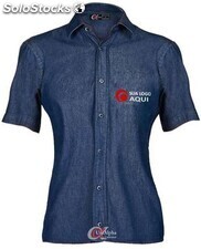 Camisa social para uniformes profissionais algodão, tricoline bordada