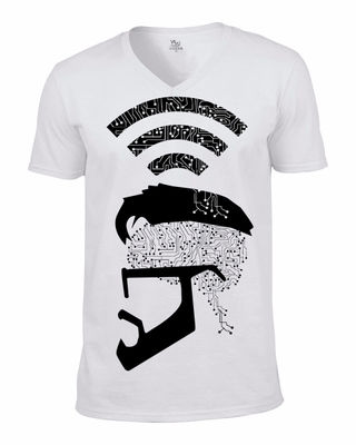 Camiseta Cuello en V Cabeza Wifi