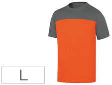 Camiseta de algodon deltaplus color gris naranja talla l