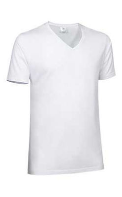Camiseta Fit 100% algodón cuello pico amplio.