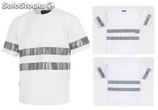 Camiseta manga corta blanca con cintas reflectantes
